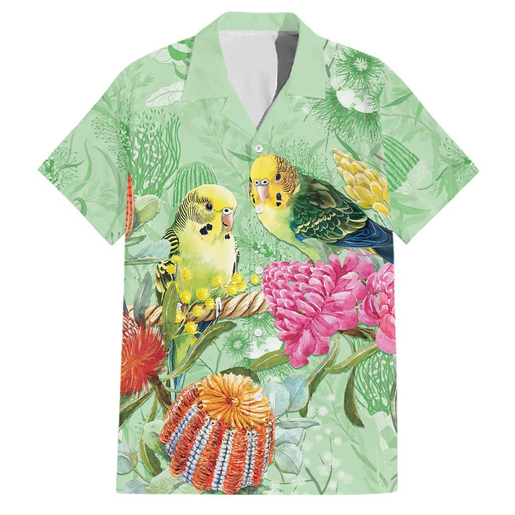Birds and Floral Aussie Budgerigars Family Matching Off Shoulder Short Dress and Hawaiian Shirt Mint Opal - Aussie Hoodie