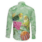 Birds and Floral Aussie Budgerigars Family Matching Off Shoulder Short Dress and Hawaiian Shirt Mint Opal - Aussie Hoodie