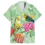 Birds and Floral Aussie Budgerigars Family Matching Puletasi and Hawaiian Shirt Mint Opal - Aussie Hoodie