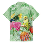 Birds and Floral Aussie Budgerigars Family Matching Puletasi and Hawaiian Shirt Mint Opal - Aussie Hoodie