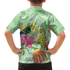 Birds and Floral Aussie Budgerigars Family Matching Short Sleeve Bodycon Dress and Hawaiian Shirt Mint Opal - Aussie Hoodie