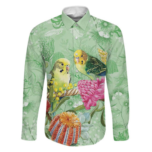 Birds and Floral Aussie Budgerigars Family Matching Tank Maxi Dress and Hawaiian Shirt Mint Opal - Aussie Hoodie