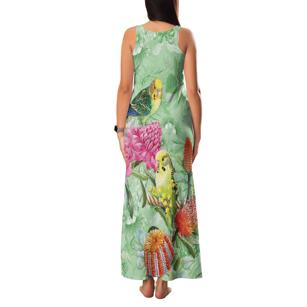 Birds and Floral Aussie Budgerigars Family Matching Tank Maxi Dress and Hawaiian Shirt Mint Opal - Aussie Hoodie