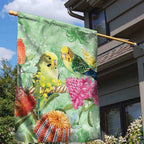 Birds and Floral Aussie Budgerigars Garden Flag Mint Opal - Aussie Hoodie