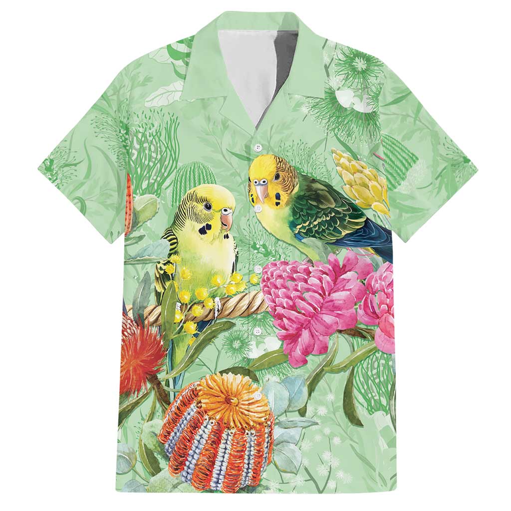 Birds and Floral Aussie Budgerigars Hawaiian Shirt Mint Opal - Aussie Hoodie