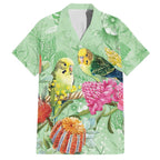 Birds and Floral Aussie Budgerigars Hawaiian Shirt Mint Opal - Aussie Hoodie
