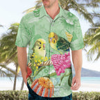 Birds and Floral Aussie Budgerigars Hawaiian Shirt Mint Opal - Aussie Hoodie