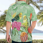 Birds and Floral Aussie Budgerigars Hawaiian Shirt Mint Opal - Aussie Hoodie