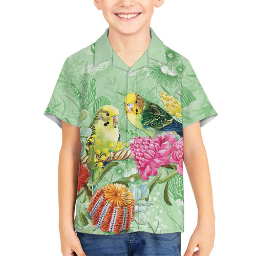 Birds and Floral Aussie Budgerigars Hawaiian Shirt Mint Opal - Aussie Hoodie