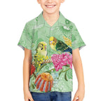 Birds and Floral Aussie Budgerigars Kid Hawaiian Shirt Mint Opal - Aussie Hoodie