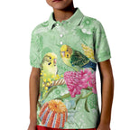 Birds and Floral Aussie Budgerigars Kid Polo Shirt Mint Opal - Aussie Hoodie