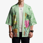 Birds and Floral Aussie Budgerigars Kimono Mint Opal - Aussie Hoodie
