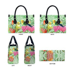 Birds and Floral Aussie Budgerigars Leather Bag Mint Opal - Aussie Hoodie