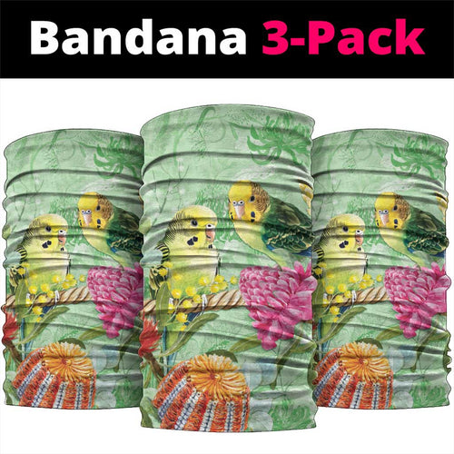 Birds and Floral Aussie Budgerigars Neck Gaiter Mint Opal - Aussie Hoodie