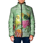 Birds and Floral Aussie Budgerigars Padded Jacket Mint Opal - Aussie Hoodie