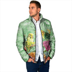 Birds and Floral Aussie Budgerigars Padded Jacket Mint Opal - Aussie Hoodie