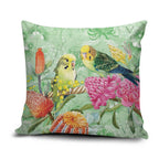 Birds and Floral Aussie Budgerigars Pillow Cover Mint Opal - Aussie Hoodie