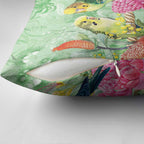 Birds and Floral Aussie Budgerigars Pillow Cover Mint Opal - Aussie Hoodie