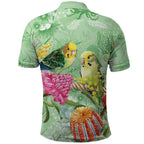 Birds and Floral Aussie Budgerigars Polo Shirt Mint Opal - Aussie Hoodie