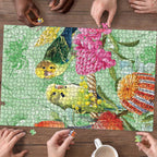 Birds and Floral Aussie Budgerigars Puzzle Mint Opal - Aussie Hoodie