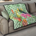 Birds and Floral Aussie Budgerigars Quilt Mint Opal - Aussie Hoodie