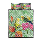 Birds and Floral Aussie Budgerigars Quilt Bed Set Mint Opal - Aussie Hoodie