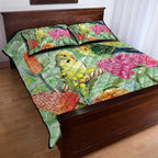Birds and Floral Aussie Budgerigars Quilt Bed Set Mint Opal - Aussie Hoodie