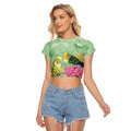 Birds and Floral Aussie Budgerigars Raglan Cropped T Shirt Mint Opal - Aussie Hoodie