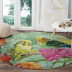 Birds and Floral Aussie Budgerigars Round Carpet Mint Opal - Aussie Hoodie