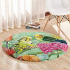 Birds and Floral Aussie Budgerigars Round Carpet Mint Opal - Aussie Hoodie