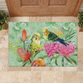 Birds and Floral Aussie Budgerigars Rubber Doormat Mint Opal - Aussie Hoodie