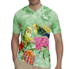 Birds and Floral Aussie Budgerigars Rugby Jersey Mint Opal - Aussie Hoodie