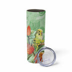 Birds and Floral Aussie Budgerigars Skinny Tumbler Mint Opal - Aussie Hoodie