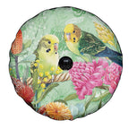 Birds and Floral Aussie Budgerigars Spare Tire Cover Mint Opal - Aussie Hoodie