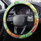 Birds and Floral Aussie Budgerigars Steering Wheel Cover Mint Opal - Aussie Hoodie
