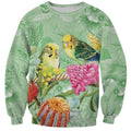 Birds and Floral Aussie Budgerigars Sweatshirt Mint Opal - Aussie Hoodie