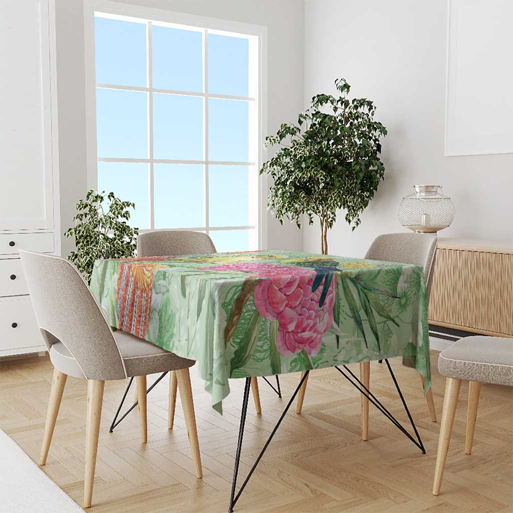 Birds and Floral Aussie Budgerigars Tablecloth Mint Opal - Aussie Hoodie