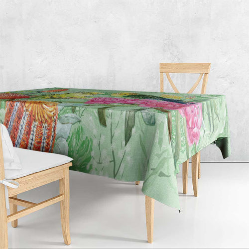 Birds and Floral Aussie Budgerigars Tablecloth Mint Opal - Aussie Hoodie