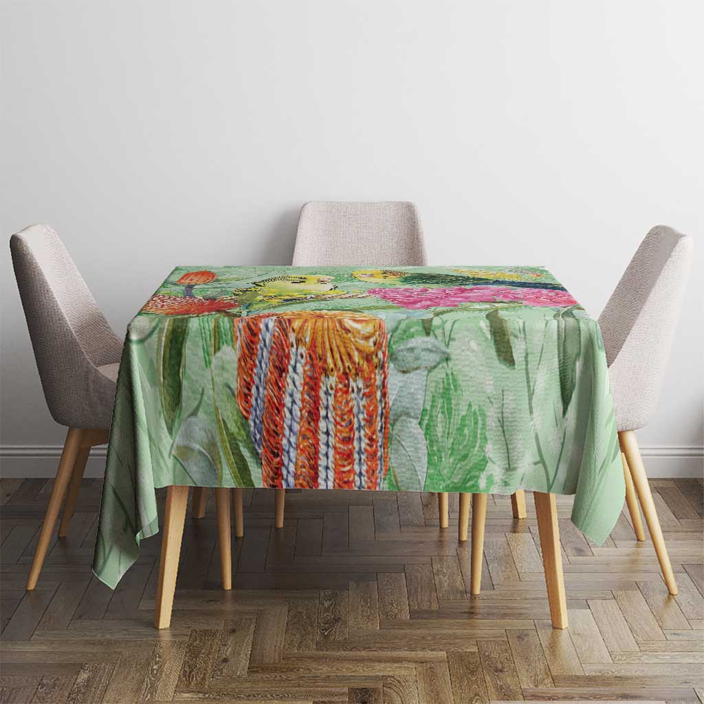 Birds and Floral Aussie Budgerigars Tablecloth Mint Opal - Aussie Hoodie