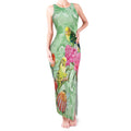 Birds and Floral Aussie Budgerigars Tank Maxi Dress Mint Opal - Aussie Hoodie