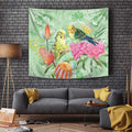 Birds and Floral Aussie Budgerigars Tapestry Mint Opal - Aussie Hoodie