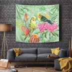 Birds and Floral Aussie Budgerigars Tapestry Mint Opal - Aussie Hoodie