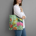 Birds and Floral Aussie Budgerigars Tote Bag Mint Opal - Aussie Hoodie