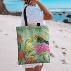 Birds and Floral Aussie Budgerigars Tote Bag Mint Opal - Aussie Hoodie