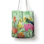 Birds and Floral Aussie Budgerigars Tote Bag Mint Opal - Aussie Hoodie