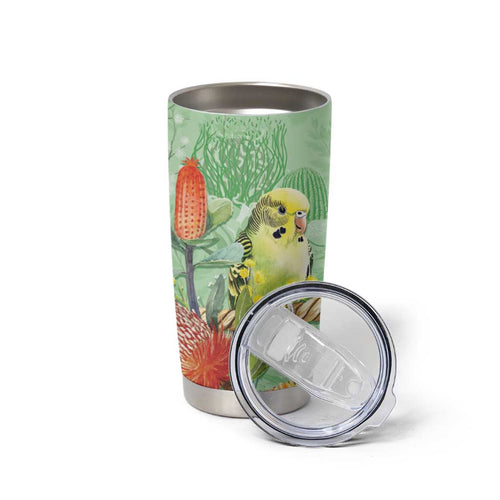 Birds and Floral Aussie Budgerigars Tumbler Cup Mint Opal - Aussie Hoodie
