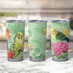 Birds and Floral Aussie Budgerigars Tumbler Cup Mint Opal - Aussie Hoodie
