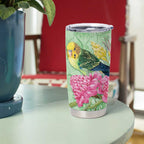 Birds and Floral Aussie Budgerigars Tumbler Cup Mint Opal - Aussie Hoodie