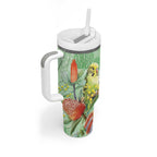 Birds and Floral Aussie Budgerigars Tumbler With Handle Mint Opal - Aussie Hoodie
