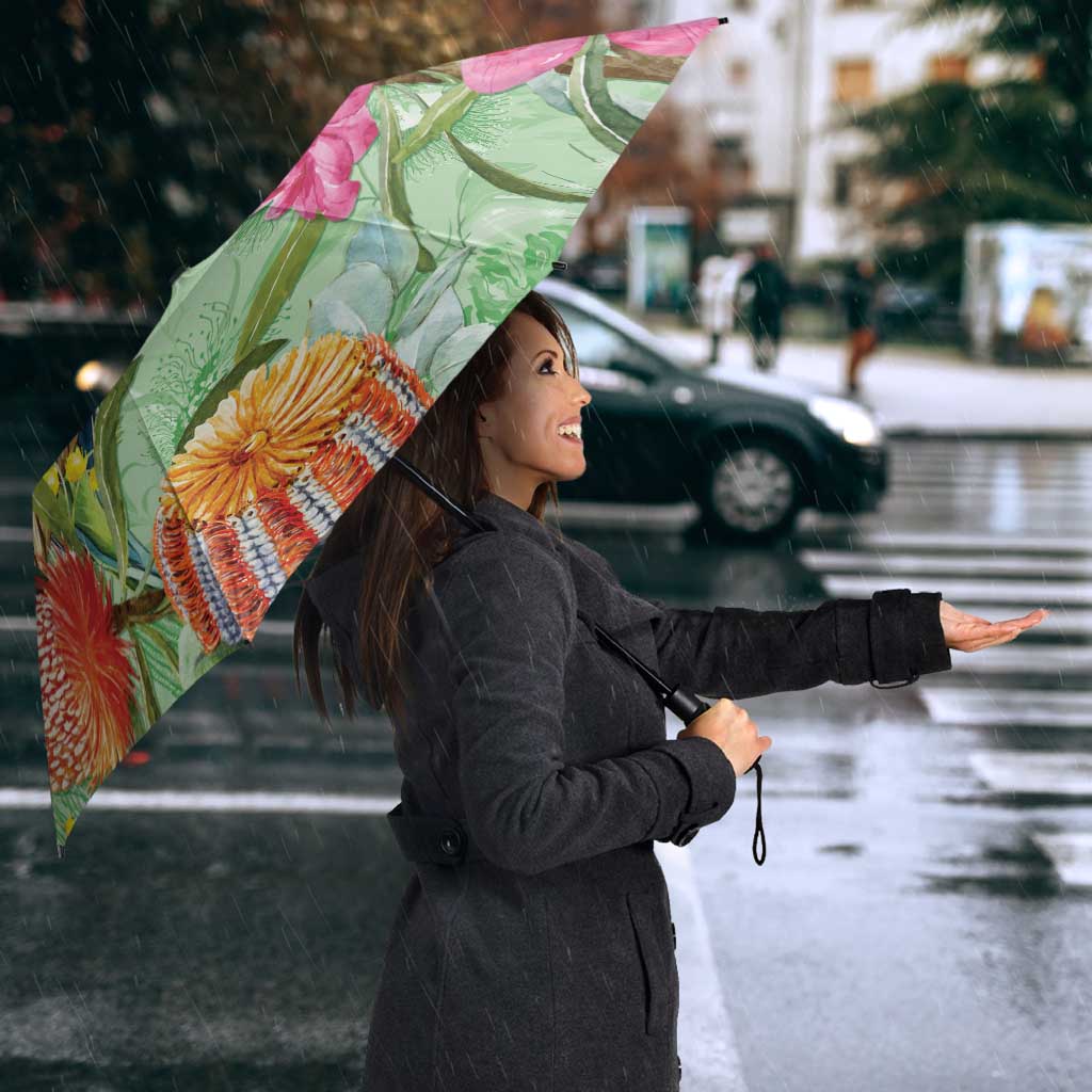 Birds and Floral Aussie Budgerigars Umbrella Mint Opal - Aussie Hoodie